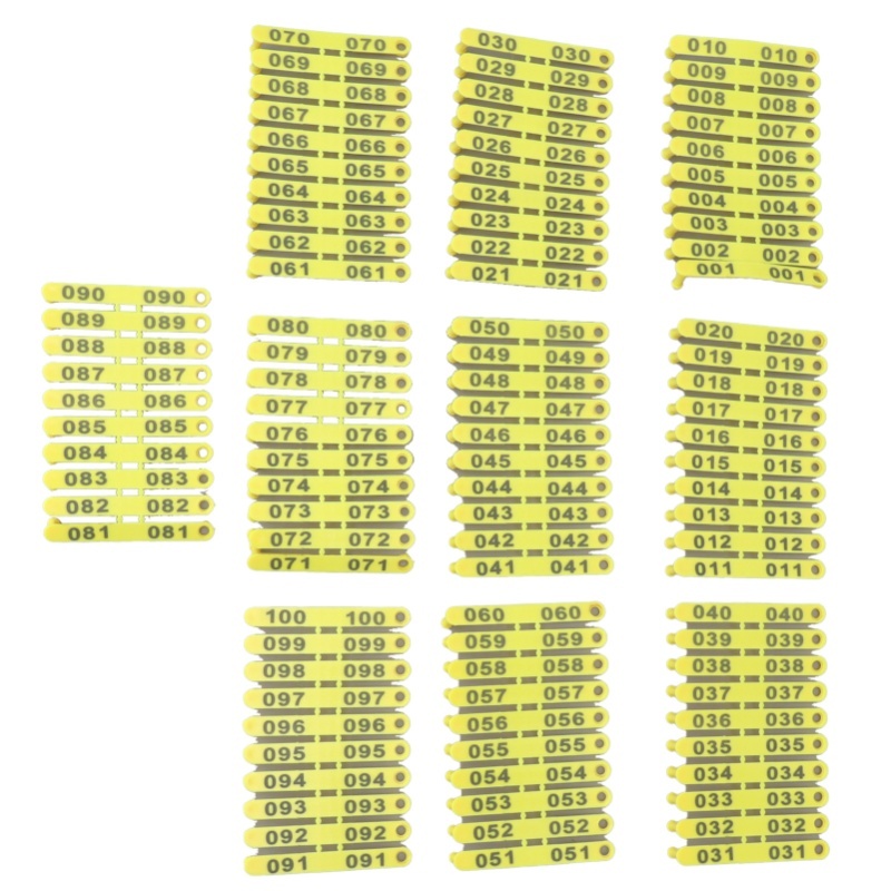 Livestock Ear Tag - 100 SZT. Numerowane plastikowe znaczniki dla